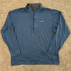 Columbia Mens Titanium Long Sleeve Large Blue Shirt Activewear Polyester Fishing